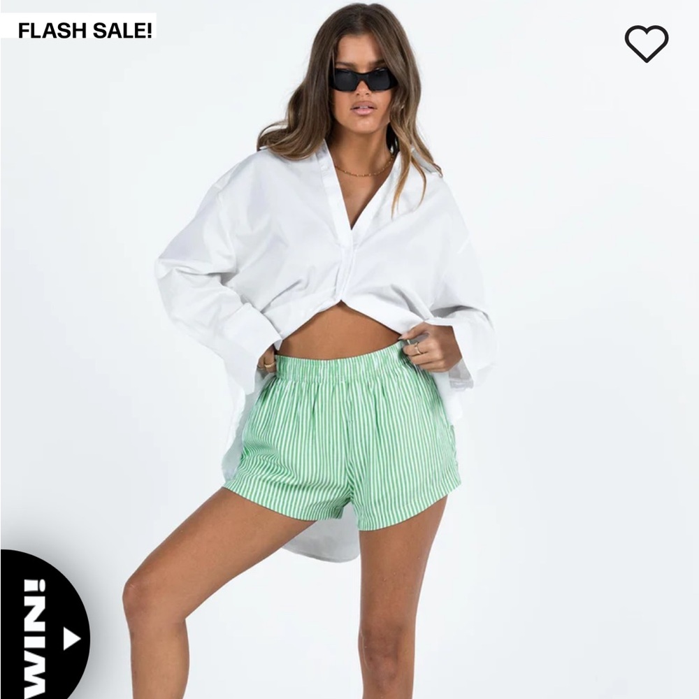 NWOT Princess Polly | Beach House Shorts Green Stripe